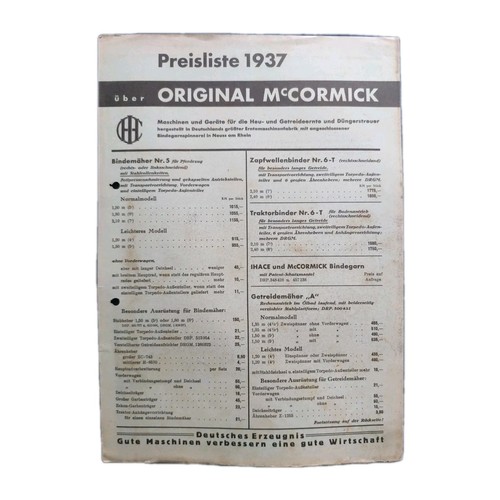 Alter prospekt preisliste 1937 - alter,