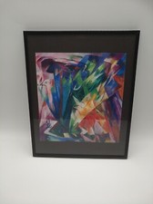 Wandbild Abstrakt Vögel bunt Metallrahmen schwarz