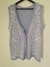 Gr.XL - Damen Strickweste - Blau / Weiß - Gebraucht