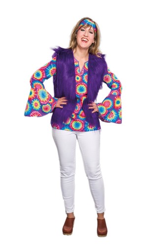 Hippie damen plüschweste lila - damen,