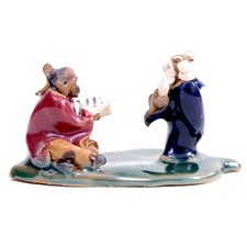 Bonsai - Figur  Zwei Meister auf Blatt 8 x 4 x 4,5 cm  70917