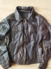 TOP Gr M Damen Lederjacke Blazer Jacke braun Leder Kurz Bikerjacke Stradivarius