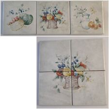 Dekorfliesen 10x10 für Küche 4er Dekor-Set und 3er Dekor-Set Wand Korb und Blume