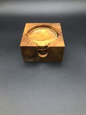 Schöne Vintage 5er Set Olivenholz Untersetzer im Halter 8x8cm