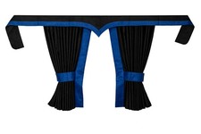 LKW Vorhänge MAN TGX TGS TGL TGA TGM 5tlg Set schwarz blau mit Borde Haken