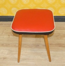 1950er Jahre Hocker Federkern Holz rot fifties Klassiker retro rockabilly stool