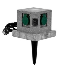 Grafner Gartensteckdose 4 Außensteckdose Steinoptik  Sensor Erdspieß Steckdosen