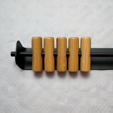 Wandgarderobe Hakenleiste Garderobe 53 cm Holz Metall 5 Haken aus Eiche