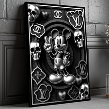 XXL LEINWAND BILD ER BIS 160x120x5 LV MICKY-MAUS 3D-OPTIK DISNEY TOTENKOPF DEKO
