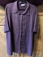 Tolle LILA Leinenbluse Ulla Popken Gr.50/52 100%Leinen Kurzarm Super Zustand