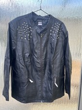 Damen Lederjacke Von MIAMODA GR 54 Schwarz Mit Nieten 