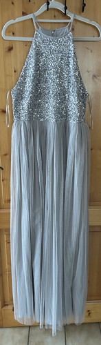 Langes kleid grau silber - kleid, grau/silber
