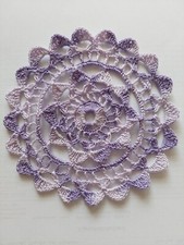 Deckchen rund Stern Untersetzer gehäkelt lila meliert 15 cm Geschenk Baumwolle