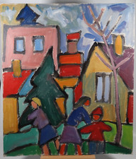 Ölgemälde Miklos Nemeth Ungarn Personen Stadt  Herbst 80x70 cm