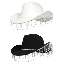 Western Cowboy Hut Cowgirl Hut mit Strass Fringe Wide Brim Western Style Kostüm