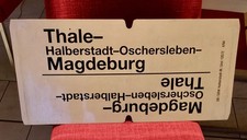 großes Zuglaufschild der DB  D-Zug Thale - Magdeburg von 04/1994, 60 x 30 cm