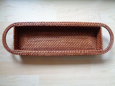 Serviertablett Rechteckiges Tablett Mit Griff Rattan Dekotablett Gebraucht #A