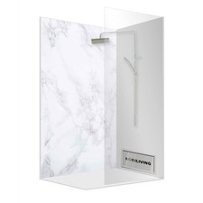 Duschrückwand Alu Duschrückwände Fliesenersatz Ecklösung Dusche Marmor weiß 254