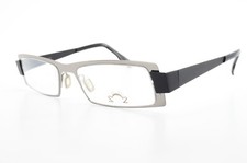 Eye'DC Brille Mod. V582 008 52-18 135 Edel Stahl Eckig Grau Schwarz Vintage FRA