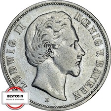 J 42  5 Mark BAYERN Ludwig 2 von 1875 D in SS  2977