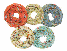 Loop Schal Vogel Blatt Blumen