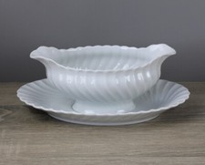 Haviland Limoges Torse Blanc weiss  Sauciere mit Unterteller einteilig