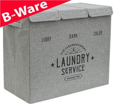 B-Ware 3 Fächer Wäschekorb mit Deckel - 84L Faltbar - 60x30x50 Wäschebox
