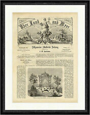 Pavillon in der Stuttgarter Gartenbau Ausstellung Holzstich  Faksimile_E 0223