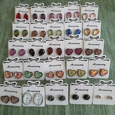 Ohrringe Handarbeit, Glas Cabochon, Ohrstecker Träne, Herz, oval, rund, Unikat