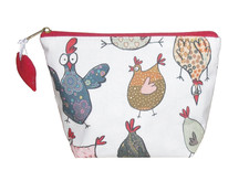 kleine Tasche genäht  Krimskrams Kosmetik  Unikat bunte Hühner