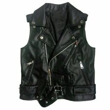 Damen Kunstleder Weste Mantel Weste Biker Ärmellose Jacke Punk Vintage