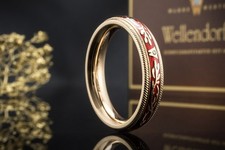 Wellendorff Ring Chili Rot Drehring mit Diamant in 750er Gelbgold Gr. 61 Schmuck