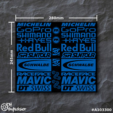 Sponsoren Stickersatz V2 Azurblau | Aufkleber Set Fahrrad eBike BMX eMTB Helm