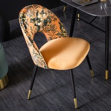 Stuhl PRÊT-À-PORTER Samt Muster FARBWAHL goldene Fußkappen Esszimmerstuhl
