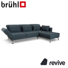 Brühl Moule Stoff Ecksofa Blau Couch manuelle Funktion Recamiere rechts Neubezug