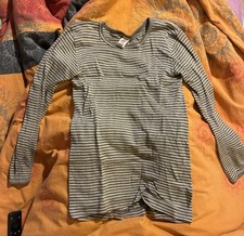 Set lange Unterwäsche Leggins Longsleeve Wolle Seide Engel Gr 152 gestreift