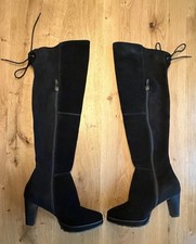 TOP Damen Stiefel Tamaris Overknees schwarz Gr. 36 Velour Leder w. neu! NP 119,-