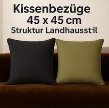 2er Set Kissenhülle Kissenbezug Dekokissen Sofakissen Reißverschluss  45x45 cm