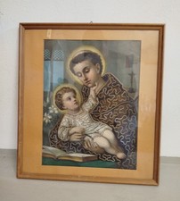 Hl. Antonius von Padua Konturen Stickerei Heiligenbild Fridolin Leiber Chromol.