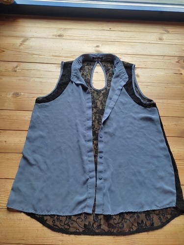 Vintage bluse spitze - m, blau