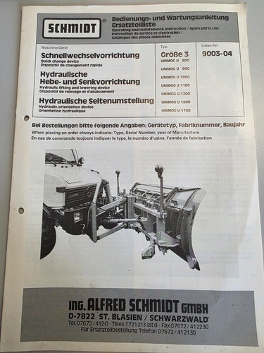 Schmidt wartungsanleitung - wartungsanleitung, &