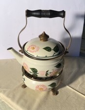 ASTA Villeroy & Boch Stövchen mit Wasserkessel Dekor  Wildrose in Emaille TOP !