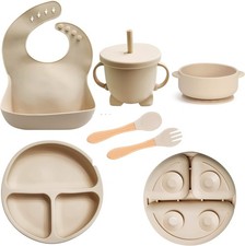 Silikon Baby Geschirrset, Rutschfest Kindergeschirr Set Set mit Saugnapf NEU