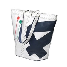 Sea Girl Einkaufstasche, Weiß / Marineblau aus Segeltuch, Shopping Bag