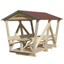 Holz-Pavillon mit Tisch & 2