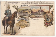 AK Litho Borna Regimentskarte 1849-1899 Karabinier Regiment Sachsen Reiter U350