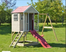 Alpaka Spielturm inkl. Veranda, Schaukel & Rutsche - Holz,wie neu, NP 799€