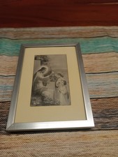 Altes Heilige Bild Jesus mit Engel?  Im Silberfarbigen Rahmen