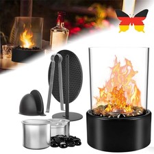 Tischfeuer Gaskamin mit 2 Brennkammern Tischkamin Dekosteine für Indoor &Outdoor