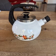 Teekessel Flötenkessel Wasserkessel Emaille Vintage  Wasserkocher Retro Floral